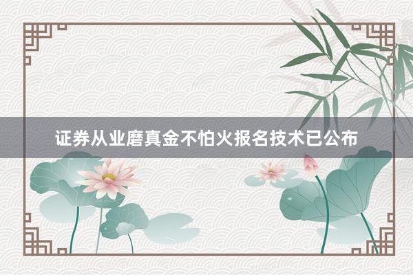 证券从业磨真金不怕火报名技术已公布